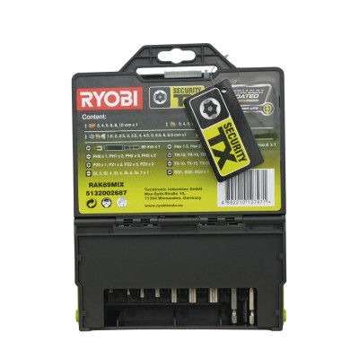 Набор сверл и бит RYOBI RAK69MiX (69 шт.) Набор сверл и бит RYOBI RAK69MiX (69 шт.)