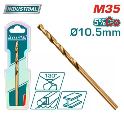 Сверло по металлу M35 HSS 10.5мм TOTAL TAC11201051 Сверло по металлу M35 HSS 10.5мм TOTAL TAC11201051