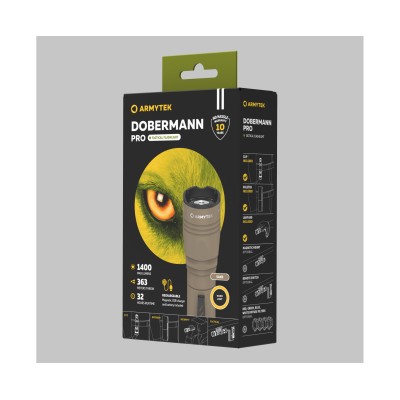 Фонарь Armytek Dobermann Pro Magnet USB Sand Теплый Фонарь Armytek Dobermann Pro Magnet USB Sand Теплый