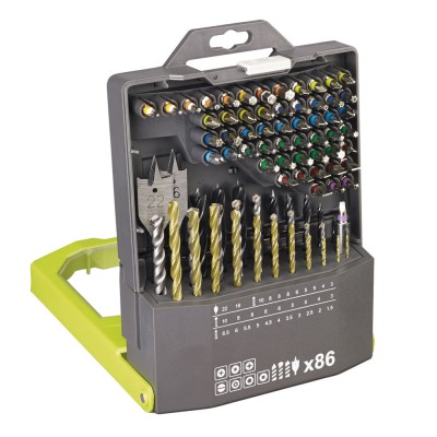 Набор сверл и бит RYOBI RAK86MiXC (86 шт.) Набор сверл и бит RYOBI RAK86MiXC (86 шт.)