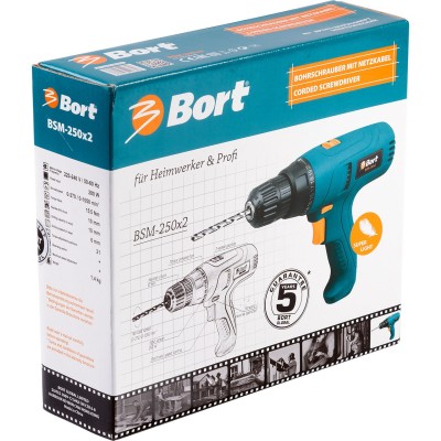 Шуруповерт сетевой Bort BSM-250x2 Шуруповерт сетевой Bort BSM-250x2