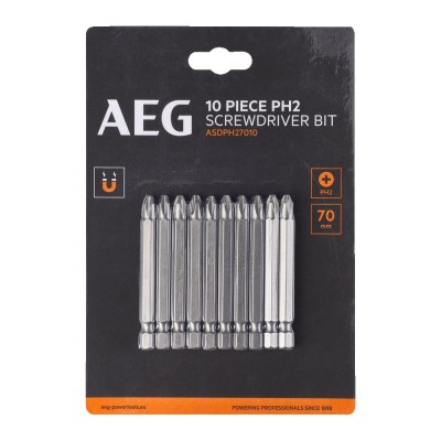 Набор бит РН2, 70 мм AEG AASDPH27010 (10 шт) Набор бит РН2, 70 мм AEG AASDPH27010 (10 шт)
