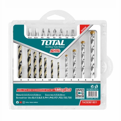 Набор сверл по металлу TOTAL TACSDB1901 (19шт) Набор сверл по металлу TOTAL TACSDB1901 (19шт)