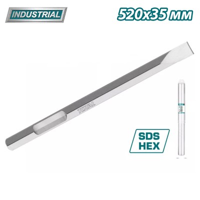 Зубило плоское SDS-hex 28х520х35 мм TOTAL TAC153428112 Зубило плоское SDS-hex 28х520х35 мм TOTAL TAC153428112