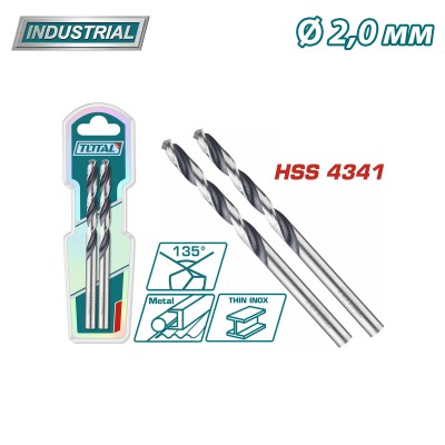Сверло по металлу HSS 2 мм TOTAL TAC1200024 (2 шт) Сверло по металлу HSS 2 мм TOTAL TAC1200024 (2 шт)