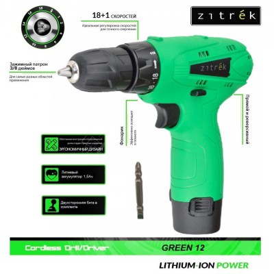 Дрель-шуруповерт аккумуляторная Zitrek Green 12-Li Дрель-шуруповерт аккумуляторная Zitrek Green 12-Li