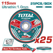 Круг отрезной 115x1,0x22,2 мм по нержавеющей стали TOTAL TAC11011525 (25 шт)