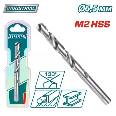 Сверло по металлу M2 HSS 6,5мм TOTAL TAC1200651 Сверло по металлу M2 HSS 6,5мм TOTAL TAC1200651