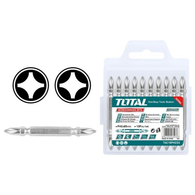 Бита двухсторонняя PH2 + PH2 65 мм TOTAL TAC16PH233 (10 шт) Бита двухсторонняя PH2 + PH2 65 мм TOTAL TAC16PH233 (10 шт)