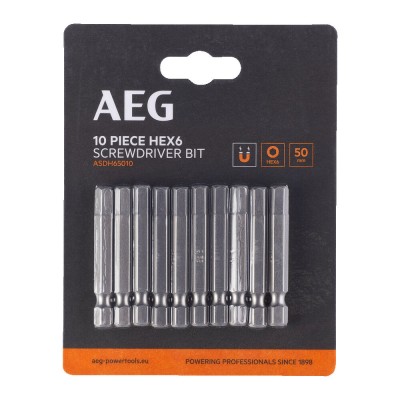 Набор бит Hex 6, 50 мм AEG ASDH65010 (10 шт) Набор бит Hex 6, 50 мм AEG ASDH65010 (10 шт)