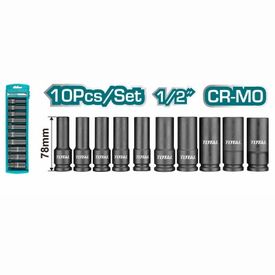 Набор удлиненных ударных головок 1/2 " TOTAL THKISD12102L (10 предметов) Набор удлиненных ударных головок 1/2 " TOTAL THKISD12102L (10 предметов)