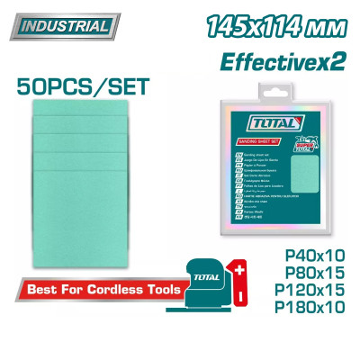 Набор шлифовальной бумаги 145х114 мм TOTAL TAC145115 (50шт.) Набор шлифовальной бумаги 145х114 мм TOTAL TAC145115 (50шт.)