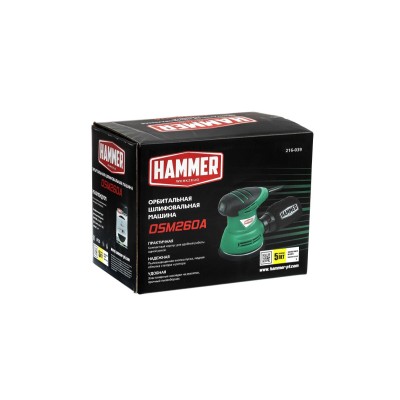 Шлиф. машинка орбитальная Hammer OSM260A 260Вт диаметр 125мм 12000об/мин Шлиф. машинка орбитальная Hammer OSM260A 260Вт диаметр 125мм 12000об/мин