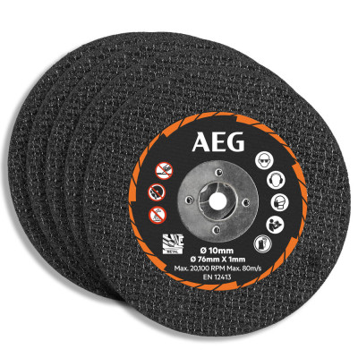 Круг отрезной по металлу D 76x10х1 мм AAKMMMC05 AEG 4932478588 (5 шт.) Круг отрезной по металлу D 76x10х1 мм AAKMMMC05 AEG 4932478588 (5 шт.)