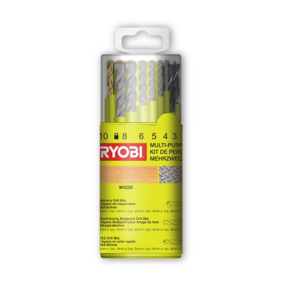 Набор сверл по дереву, металлу и бетону RYOBI RAK18DMIX (18шт.) Набор сверл по дереву, металлу и бетону RYOBI RAK18DMIX (18шт.)