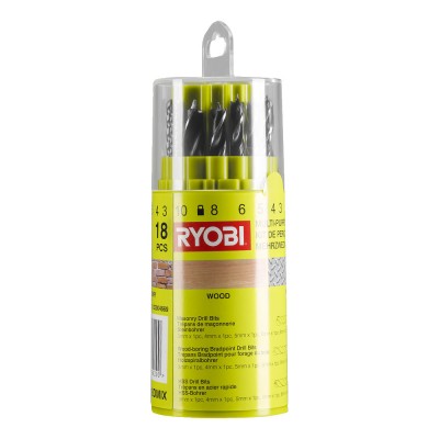 Набор сверл по дереву, металлу и бетону RYOBI RAK18DMIX (18шт.) Набор сверл по дереву, металлу и бетону RYOBI RAK18DMIX (18шт.)