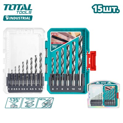 Набор сверл по металлу TOTAL TACSDL51506 (15 шт) Набор сверл по металлу TOTAL TACSDL51506 (15 шт)