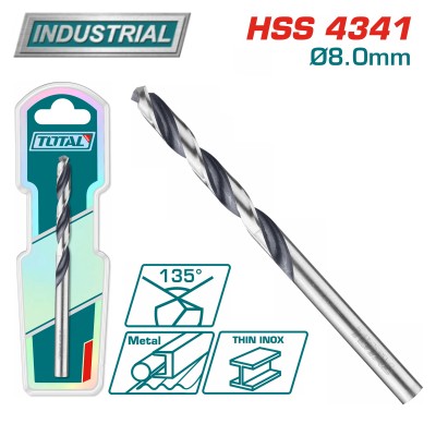 Сверло по металлу HSS 8 мм TOTAL TAC1200804 Сверло по металлу HSS 8 мм TOTAL TAC1200804