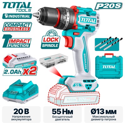 Дрель-шуруповерт ударная TOTAL TIDLI20558 Дрель-шуруповерт ударная TOTAL TIDLI20558