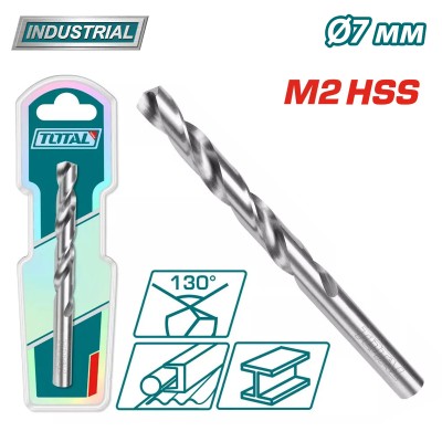Сверло по металлу M2 HSS 7мм TOTAL TAC1200701 Сверло по металлу M2 HSS 7мм TOTAL TAC1200701