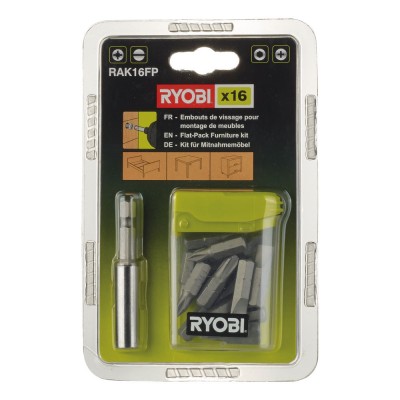 Набор бит для сборки мебели RYOBI RAK16FP (16 шт.) Набор бит для сборки мебели RYOBI RAK16FP (16 шт.)