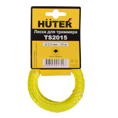 Леска (2.0 мм; 15 м; витой квадрат) Huter TS2015 Леска (2.0 мм; 15 м; витой квадрат) Huter TS2015
