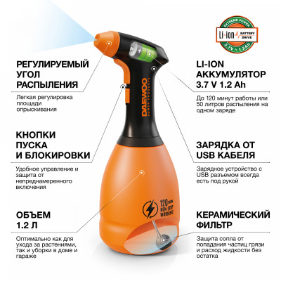 Опрыскиватель аккумуляторный DAEWOO DSA 1.2Li Опрыскиватель аккумуляторный DAEWOO DSA 1.2Li