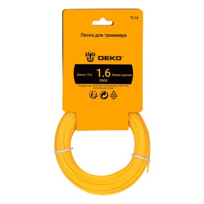 Леска для триммера (1,6 мм, 15 м; круглая) DEKO TL16 Леска для триммера (1,6 мм, 15 м; круглая) DEKO TL16